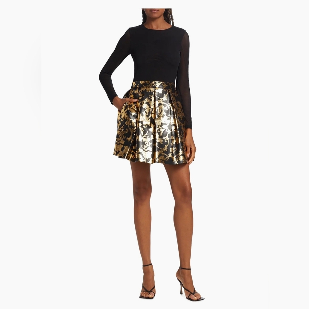 Alice + Olivia Chara Mesh Vegan Leather Minidress Size 8 - Picture 4 of 12